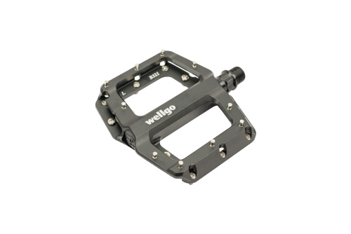 Педали 6-190430 алюминиевые BMX/Downhill B-321DU  широк. ось Cr-Mo, смен. шипы, черные WELLGO