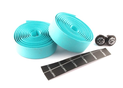 Лента на руль 3-161 CHBT корковая+крепеж+заглушки на руль зеленая CLARKS