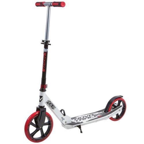 Самокат городской NOVATRACK POLIS сталь+пластик, складной, ватер стикер, колеса 230*200 мм PU, красн