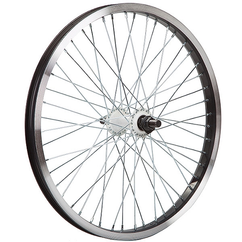 Колесо 20" перед, BMX, двуст. алю. обод, 48сп, вт. SF-B17F алю, гайки, 14мм ось, пром. подш. белое