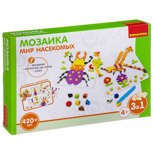 Логические, развивающие игры и игрушки Bondibon Мозаика МИР НАСЕКОМЫХ, 420 д