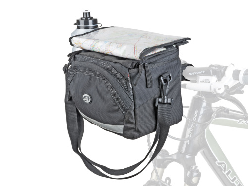 Сумка 8-15002521 на руль A-H735 QRA X7 25,4/31,8мм б/съемн. V=5.4л с чехлом от дождя черн. AUTHOR