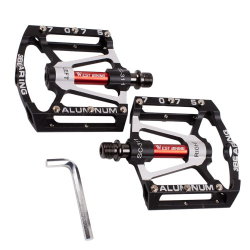 Педали West Biking, алюм сплав, размер 100×17×124 мм, ось M14×1,25 мм, вес 280 г