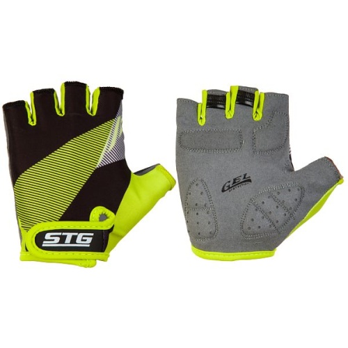 Перчатки STG летние с защитной прокладкой,застежка на липучке,размер ХЛ,черн/салат