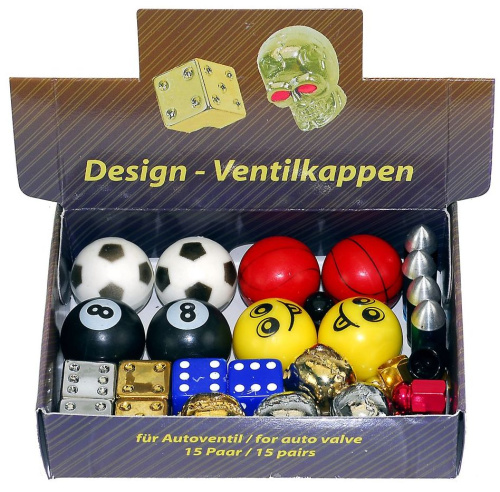 Колпачки для ниппеля 5-519970 авто алюм./пластик в ассорт. (15х2шт)