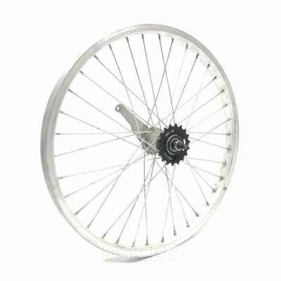 Колесо 20" заднее, 36 отв., 110 мм, 3/8" (гайка), ножной тормоз, 1 ск., одностеночный (черный), Forward