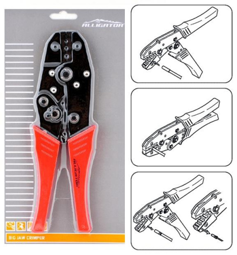 Инстр./клещи для обжима 6-200496 для обжима тросов и наконечников рубашек 4,5,6мм LY-T08-DIY блистер ALLIGATOR