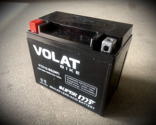 АКБ 12Ah Volat кислотный необслуживаемый 150x87x107 12v-12Ah (L+) Для скутеров-мотоциклов 125-500сс.