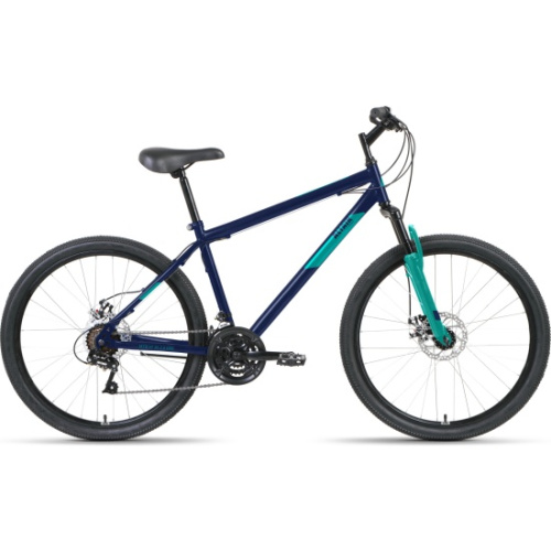 Велосипед ALTAIR MTB HT 26 2.0 D (26" 21 ск. рост. 19") 2022, темно-синий/бирюзовый, RBK22AL26114