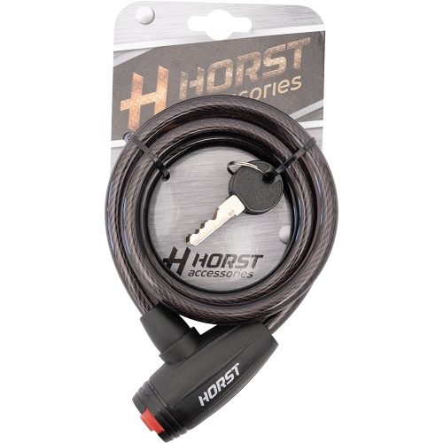 Замок 09-100162 вело 10х1200мм автом. на ключе с защитой черный HORST