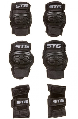 Защита детская STG YX-0303 комплект: наколенники, налокотник, защита кисти.черная, размер S