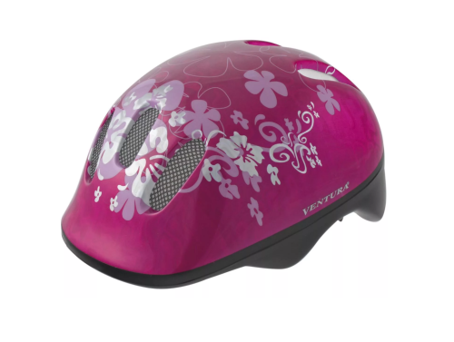 Шлем детский/подростк. 5-731001 с сеточкой 6 отв. 52-56см FLOWER/розовый (10) VENTURA 