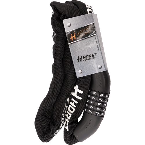 Замок цепной кодовый 6х1200мм HORST 5-ти разр. черный, 09-100246