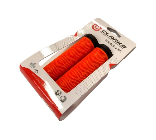 Ручки .С127 на руль 3-462 резиновые 130мм антисокльз. оранжево-черные CLARKS