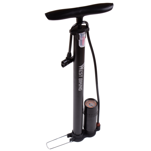 Напольный ножной велонасос West Biking с манометром, стальной корпус, 11 Bar