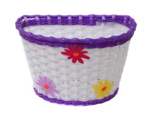 Корзина 00-170431 детская 23,5х16,5х15,5см пласт. универс. крепл.на руль 2-мя ремешками, бело-фиолет