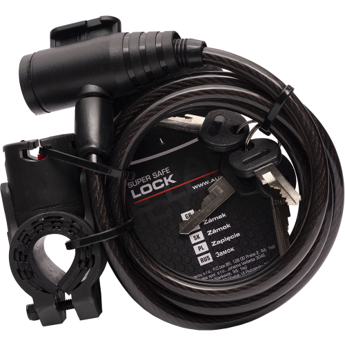 Замок тросовый с ключом 8х1500мм AUTHOR ASL-31, с креплением, полупрозр. 8-17060152