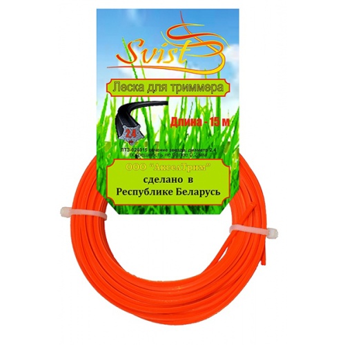 Леска для триммера сечение звезда диаметр 2,4 катушка 15м.,  ЛТЗ-024015 SVIST