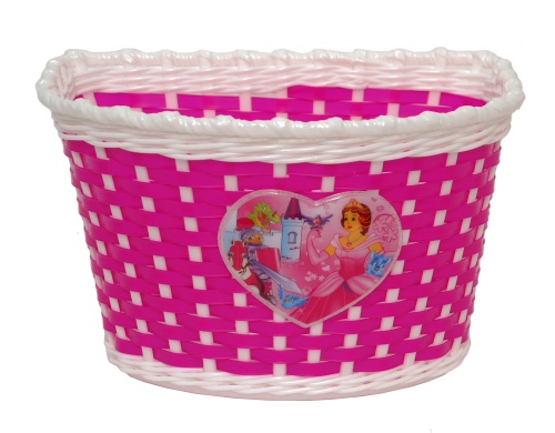 Корзина 00-170430 детская 24х16,5х15,5см пласт. универс. крепл. на руль 2-мя ремешками, бело-розовая