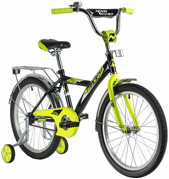 Велосипед NOVATRACK 20" ASTRA чёрный, тормоз нож, крылья и багажник хром, защита А-тип