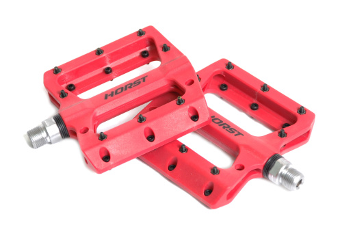 Педали 00-170848 нейлон. H601 широкие, ось Cr-Mo с 1 герм. промподш. смен. шип. 105*98*16мм, 364 г оранжев HORST