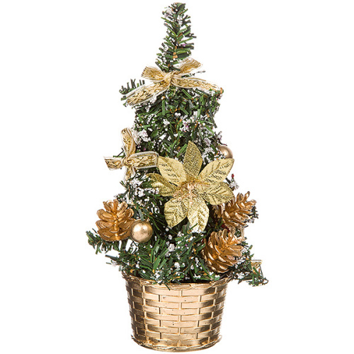 Новогодняя елочка с золотистыми украшениями, 20 см