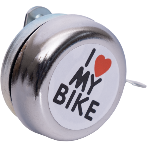 Звонок 00-170691 сталь детский серебристый с рисунком "I love my bike"