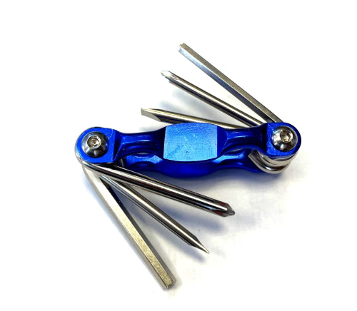 Набор 00-190607-1 универсальный мини складной,  шестигранники 4/5мм +/- отвертки 2 вида, синий
