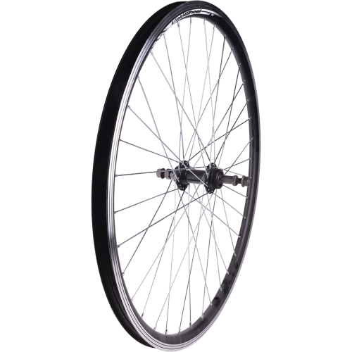 Колесо 26" заднее. Двойной алюминиевый чёрный обод (2AL) с алюминиевой втулкой
на промышленных подшипниках под 5-8 скор. трещотку "МТВ" (H36. G14.)