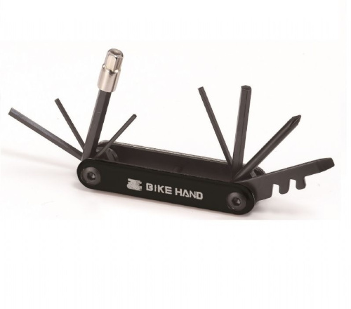 Набор 6-230131 ключей складной YC-273 шестигр 2, 2.5, 3, 4, 5, 6, 8мм, отвертки +/-, 14/15G ключ для спиц, выс-ая лег-ая сталь, черный BIKEHAND