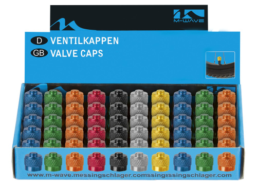 Колпачки для ниппеля 5-519885 авто алюм. анодир. цвета в ассорт. (50шт) M-WAVE