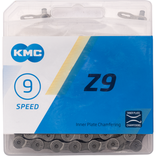 Цепь 6-190599 Z9 6,6мм с замком в пластик. коробке 116зв. 1/2"х11/128" 9скор. серо-корич. KMC (Тайва