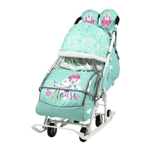Санки-коляска Disney Baby 2, арт. DB2/2, мята,мини маус, Nika