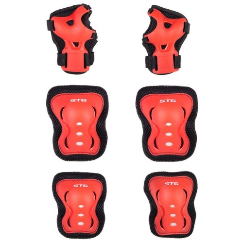 Защита детская STG YX-0317 комплект: наколенники, налокотник, защита кисти.красная , размер S