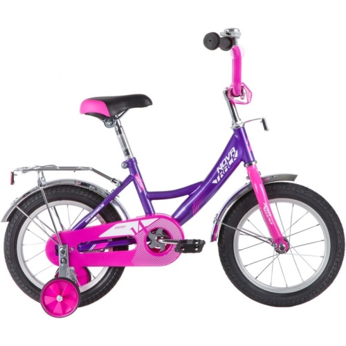Велосипед NOVATRACK 14" VECTOR лиловый, тормоз нож, крылья, багажник, полная защ.цепи