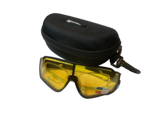 Очки спортивные, 1 сменная линза, KLONK, черный/желтый, Защита от УФ, диоптрическая вставка, чехол  