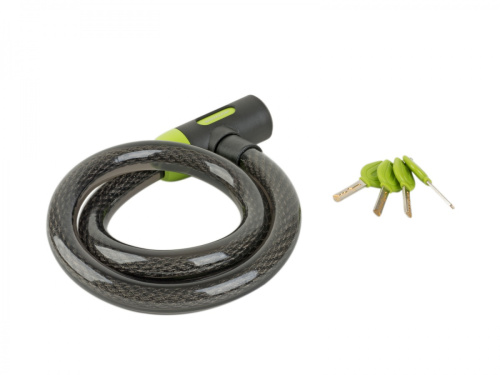 Замок 8-17060905 вело ACL-85 C-Sleeve black/green 17мм сталь.кабель+25мм оплетка длина 1000мм автом. с крепл. с защ. колпачком ЧЕРНО-ЗЕЛЕН AUTHOR