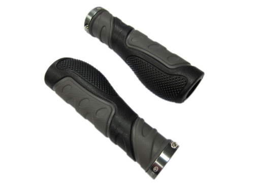 Ручки 8-33452040 на руль AGR Griplock Ergo R20 130мм резин. эргон. 2-х комп. с фикс. (50) черно-серые AUTHOR