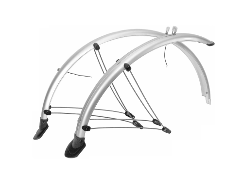Комплект щитков 00-180311 металлопласт. 26-27,5"х60мм с усами, с брызговиками серебристые