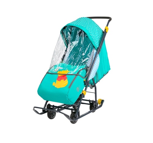 Санки-коляска Ника Детям 1 DB1/2 медвеженок Винни, изумрудный