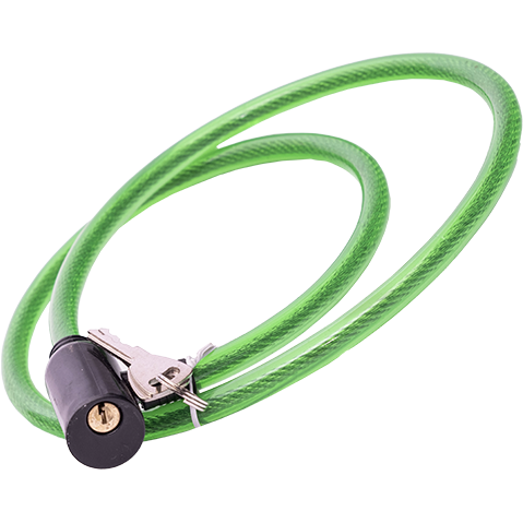 Замок тросовый с ключом 10х1000мм зеленый
