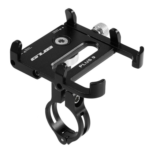 Держатель для смартфона 09-300190 алюминиевый фрезеров. на руль/вынос 20-31,8мм, вращен. на 360', регулировки ширины 55-100мм, PLUS9 черный GUB