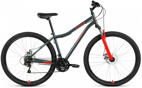 Велосипед ALTAIR MTB HT 29 2.0 D (29" 21 ск. рост. 21") 2022, темно-серый/красный, RBK22AL29181