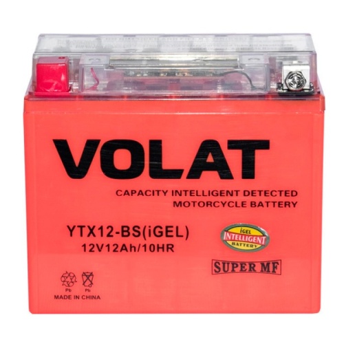 Аккумуляторная батарея марки  VOLAT [YTX12A-BS (iGEL) L+]