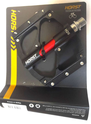 Педали 00-170860 алюм. H26 ось Cr-Mo с 2-мя герм. промподш. + 1 DU черные HORST