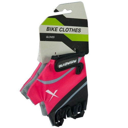 Перчатки летние,черно-розовые,на липучке,L (Ашан упак.)