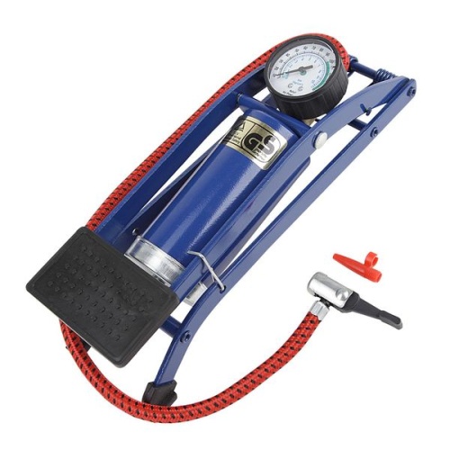 Насос ножной стальной универ. 55х120 с манометром, авто/вело ниппель