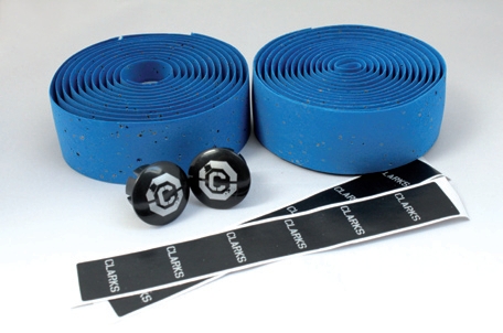 Лента на руль 3-160 CHBT корковая+крепеж+заглушки на руль синяя CLARKS