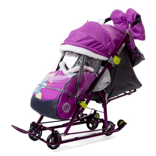 Санки-коляска Ника детям НД7-6/6, два снеговика (орхидея)