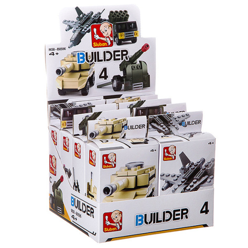 Набор пласт. конструкторов SLUBAN, Builder D/B 8 шт.,воен. тех.
